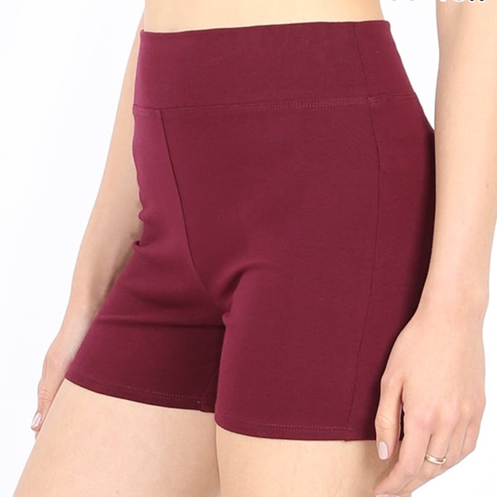 Maroon high waisted short bike shorts - Picture 1 of 5